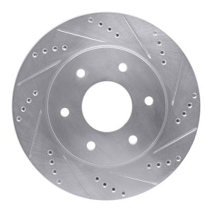 Infiniti QX56 Brake Rotor (1) - Front Right - R1 Concepts - Drilled & Slotted - Silver - `04-`05